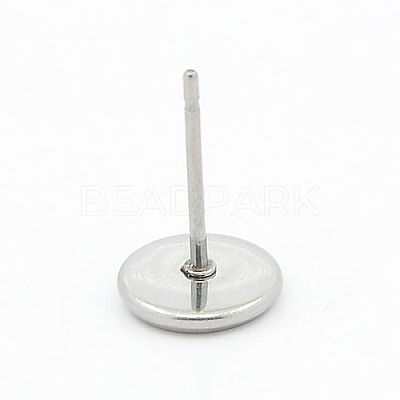 Tarnish Resistant 304 Stainless Steel Flat Round Stud Earring Settings STAS-I017-04-1