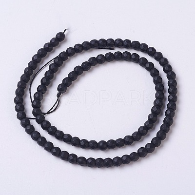 Synthetic Black Stone Beads Strands X-G-C059-4mm-1-1