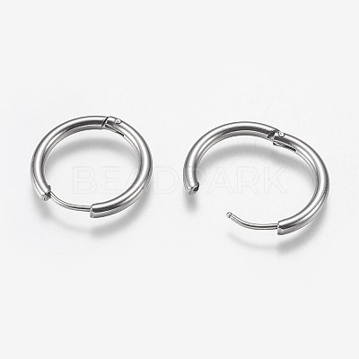 Tarnish Resistant 201 Stainless Steel Huggie Hoop Earrings Findings STAS-F149-33P-A-1