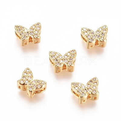 Brass Micro Pave Cubic Zirconia Multi-Strand Links ZIRC-G161-30G-01-1