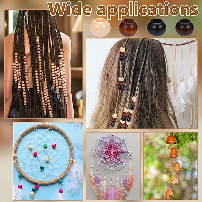 160Pcs 4 Colors Wood Beads WOOD-NB0002-92-1