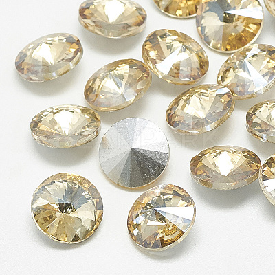 Pointed Back Glass Rhinestone Cabochons X-RGLA-T086-14mm-06-1