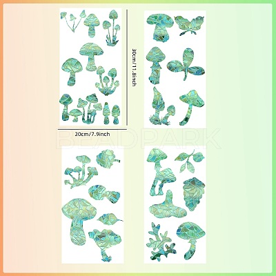 4PCS 2 Styles PVC Stickers Dazzling Color Window Stickers 3D Laser Mushroom Electrostatic Glass Window Stickers JX827A-1
