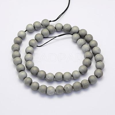 Electroplate Natural Druzy Agate Beads Strands G-G708-6mm-04-1