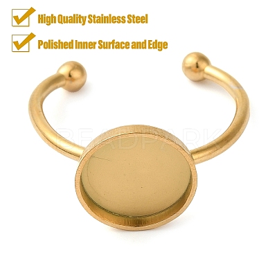 304 Stainless Steel Flat Round Pad Ring Setting STAS-I306-05C-G-1