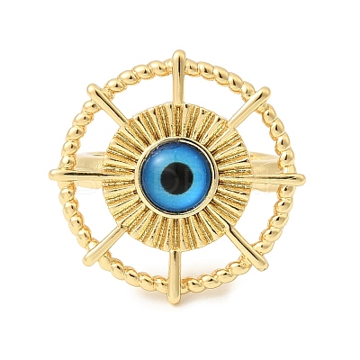 Brass Resin Cuff Open Rings for Women RJEW-K264-13G-1