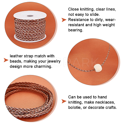 10m 3-Ply PU Leather Braided Cord LC-PH0001-07A-1
