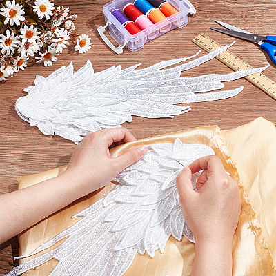 Wing Pattern Polyester Embroidered Lace Appliques DIY-WH0530-95-1