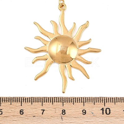304 Stainless Steel with ABS Imitation Pearl Sun Pendant Necklaces NJEW-Z107-01G-1