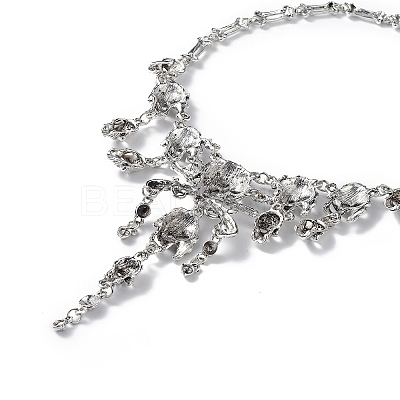 Alloy Skull Bib Necklace NJEW-L175-01AS-1