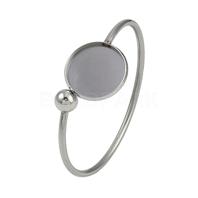 304 Stainless Steel Blank Bangle Bases with Flat Round STAS-Z088-01P-03-1