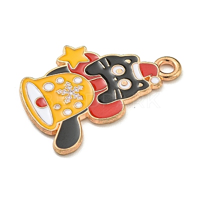 Christmas Kitten Alloy Enamel Pendants ENAM-I060-02A-1