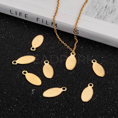 Oval Ion Plating(IP) 304 Stainless Steel Stamping Blank Tag Charms STAS-L159-07G-1