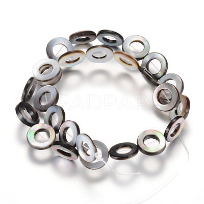 Natural Black Lip Shell Bead Frame Strands X-SHEL-R018-04-1