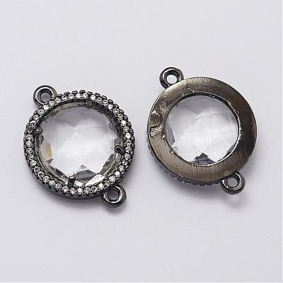 Brass Micro Pave Cubic Zirconia Links ZIRC-F045-12B-C-RS-1