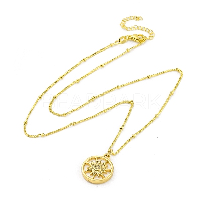 Brass Micro Pave Clear Cubic Zirconia Pendant Necklaces NJEW-C071-05A-G-1