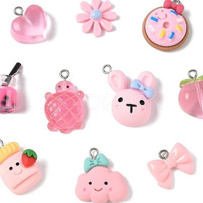 10Pcs 10 Styles Resin Pendants Sets RESI-FS0002-23-1