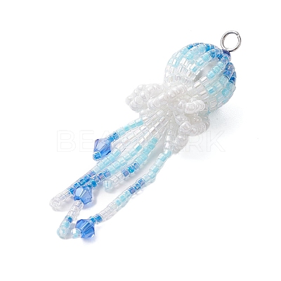 Seed Beads Beaded Charms PALLOY-MZ00316-1