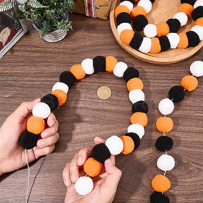 4Pcs Pom Pom Ball with Polyester Cord Hanging Banners AJEW-CP0009-76A-1