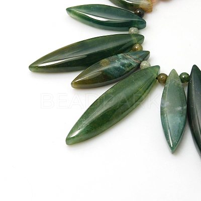 Natural Indian Agate Bib Statement Necklaces NJEW-G108-02-1