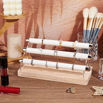 Wood & Acrylic Ring Display Risers RDIS-WH0001-30-1