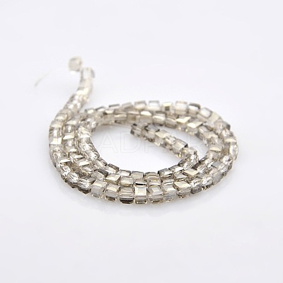 Half Plated Clear Glass Faceted Cube Beads Strands GLAA-A031-3mm-HP03-1