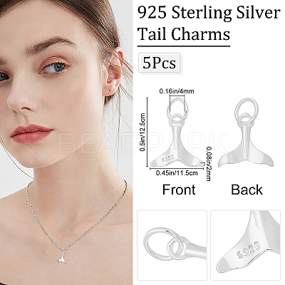 5Pcs 925 Sterling Silver Pendants STER-BBC0001-22-1