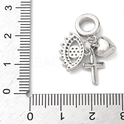 Brass Micro Pave Clear Cubic Zirconia European Dangle Charms KK-D502-13A-P-1