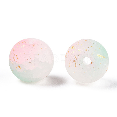 Frosted Baking Paint Crackle Glass Beads with Glitter Powder DGLA-T004-01F-1