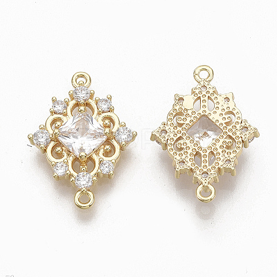 Brass Clear Cubic Zirconia Links connectors X-ZIRC-Q021-046G-NF-1