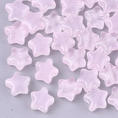 Transparent Spray Painted Glass Beads X-GLAA-N035-01-A02-1