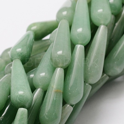Natural Green Aventurine Teardrop Beads Strands G-E329-31-1