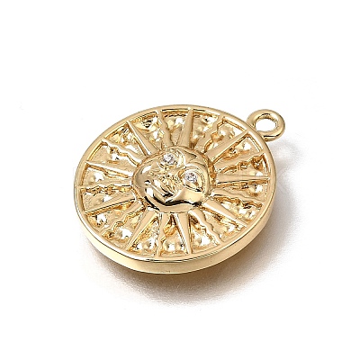 Brass Micro Pave Clear Cubic Zirconia Pendants CU-CBA7960-09G-1