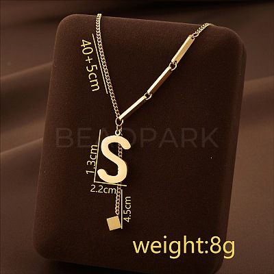 304 Stainless Steel Initial Pendant with Dice Tassel Necklaces FS-WGD823D-19-1