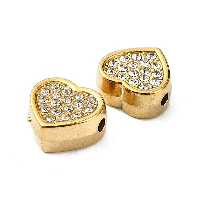 Heart Shape 304 Stainless Steel Beads STAS-C089-07G-1