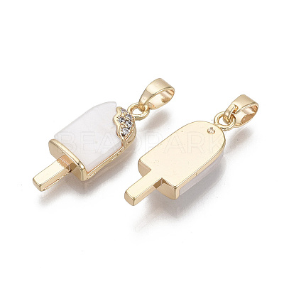 Brass Clear Cubic Zirconia Pendants KK-N233-033-NF-1
