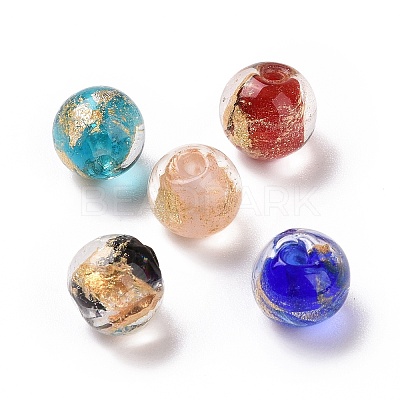 Handmade Gold Foil Glass Beads LAMP-C004-03-1