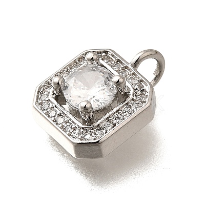 Brass Micro Pave Cubic Zirconia Pendants KK-U055-01P-01-1