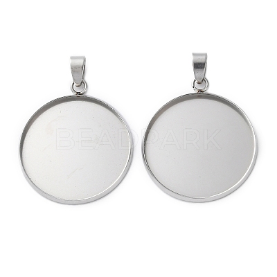 304 Stainless Steel Pendant Cabochon Settings STAS-L282-010P-09-1
