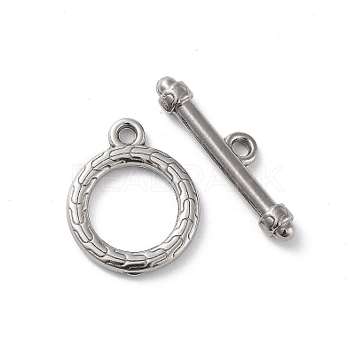 Non-Tarnish 304 Stainless Steel Ring Toggle Clasps X-STAS-A092-09E-P-1