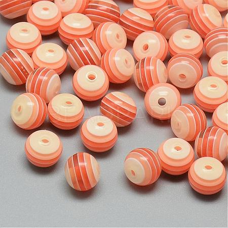 Transparent Stripe Resin Beads RESI-S345-6mm-11-1