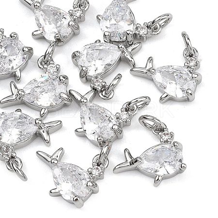 SHEGRACE Brass Micro Pave Clear Cubic Zirconia Charms XGRQ2O743-420P-1