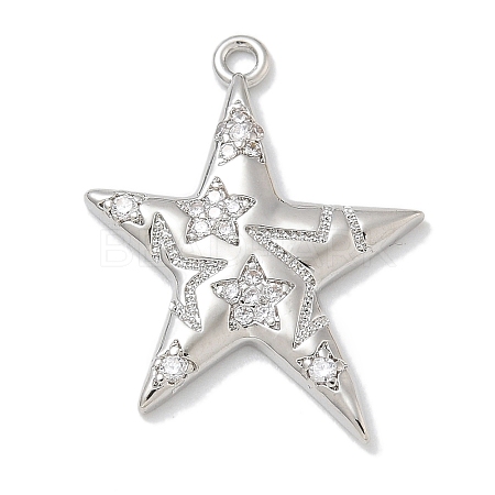 Rack Plating Brass Micro Pave Cubic Zirconia Pendants X-KK-L224-015P-1