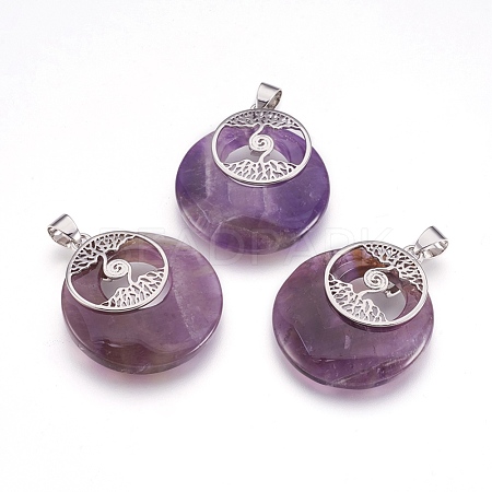Natural Amethyst Pendants KK-F751-B17-1