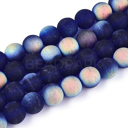 Frosted Transparent Glass Beads Strands LS-GLAA-T032-T10mm-MBB15-1