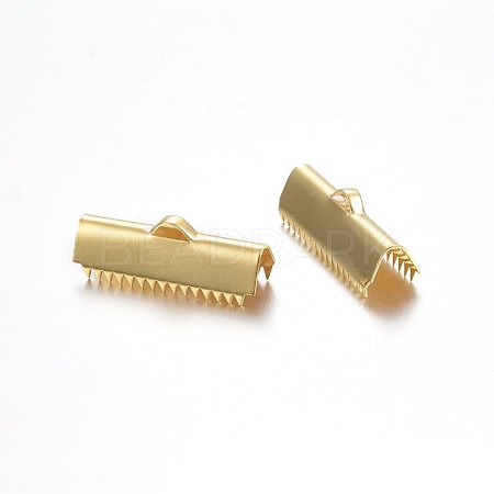 304 Stainless Steel Ribbon Crimp Ends X-STAS-P210-35G-1