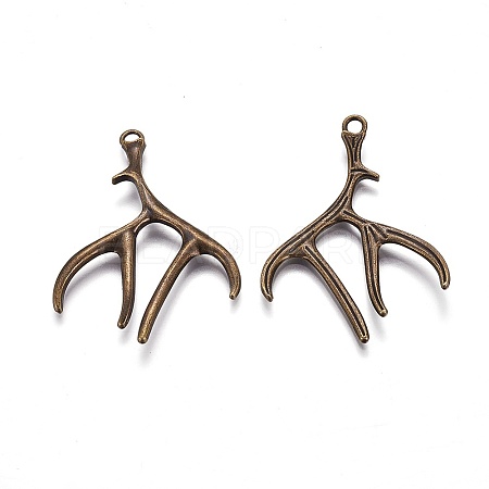 Tibetan Style Alloy Deer Antler Pendants LS-TIBEP-S261-AB-FF-1
