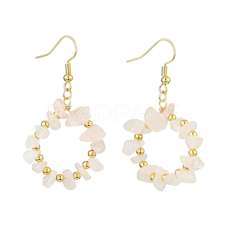 Natural Rose Quartz Dangle Earrings EJEW-JE06000-1