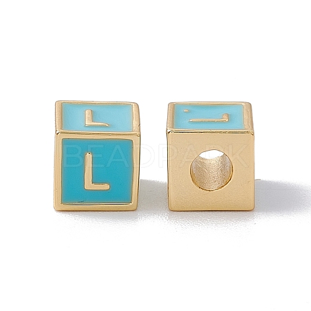 Rack Plating Brass Enamel Beads KK-B060-04G-06L-1