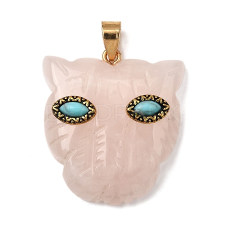 Natural Rose Quartz & Synthetic Turquoise Pendants G-Z090-02G-09-1